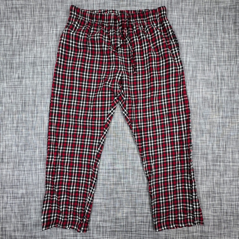 Woolrich Mens XL Pajama Pants Red Black White Plaid 100% Cotton Sleepwear Lounge